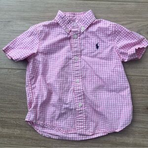 Ralph Lauren Baby Boys Gingham Cotton Short Sleeve Shirt sz 24 months